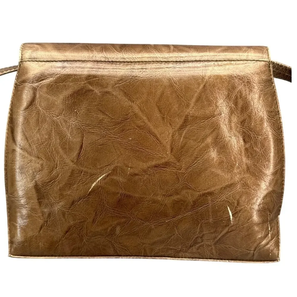 Margaret Gerrold Vintage Golden Brown Leather Western Shoulder Bag Purse